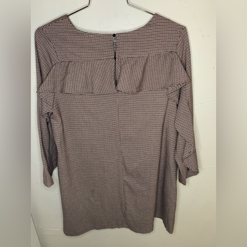Zara Houndstooth Plaid Back Dark Academia Ruffle Mini Shift Dress - Picture 6 of 6